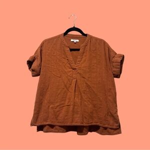 Madewell Rust V-Neck Blouse